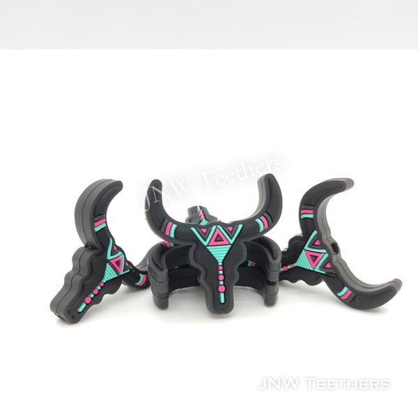 Black Cow Head Silicone Focal Beads