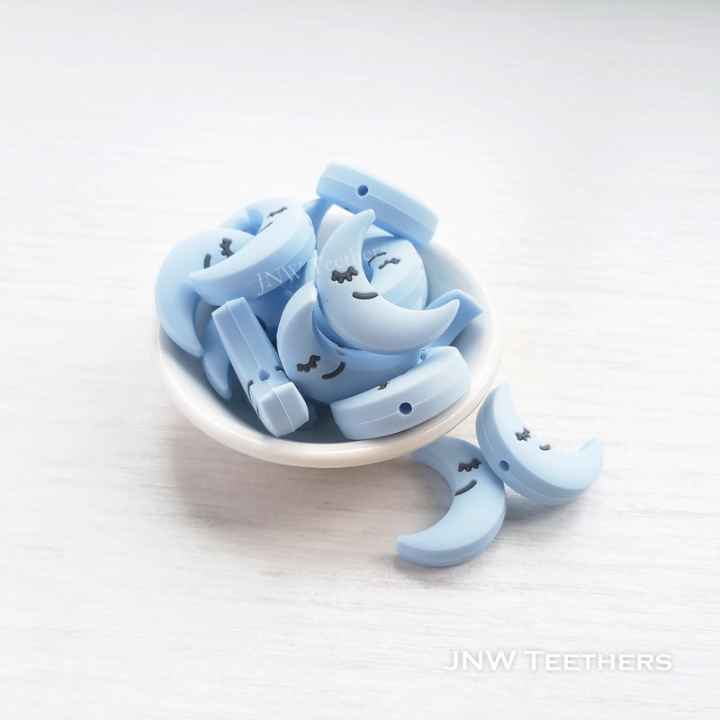 Cresent silicone focal beads pastel blue