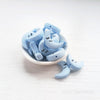 Cresent silicone focal beads pastel blue