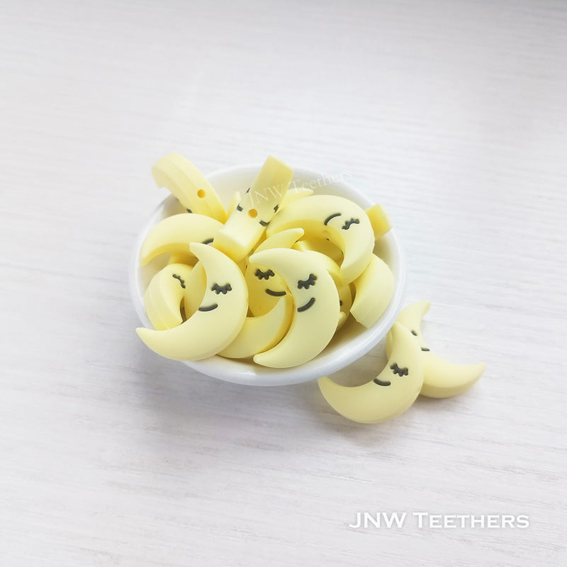 Cresent moon silicone focal beads cream yellow