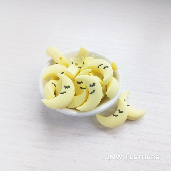 Cresent moon silicone focal beads cream yellow