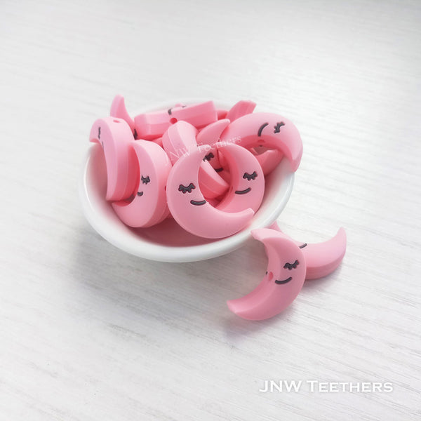 Cresent silicone focal beads Pink