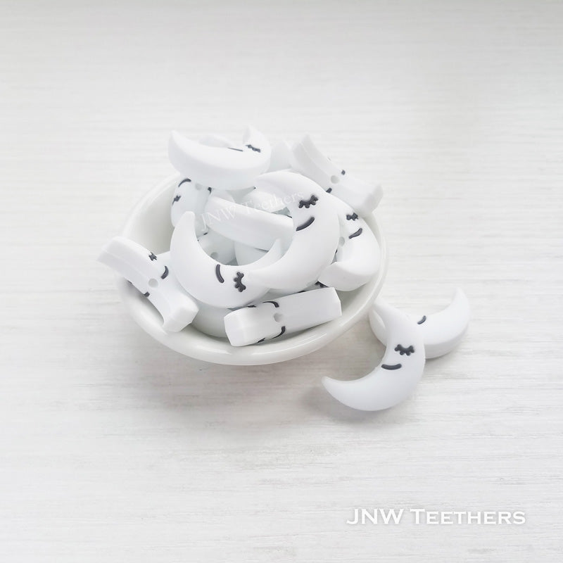 Cresent moon silicone focal beads white