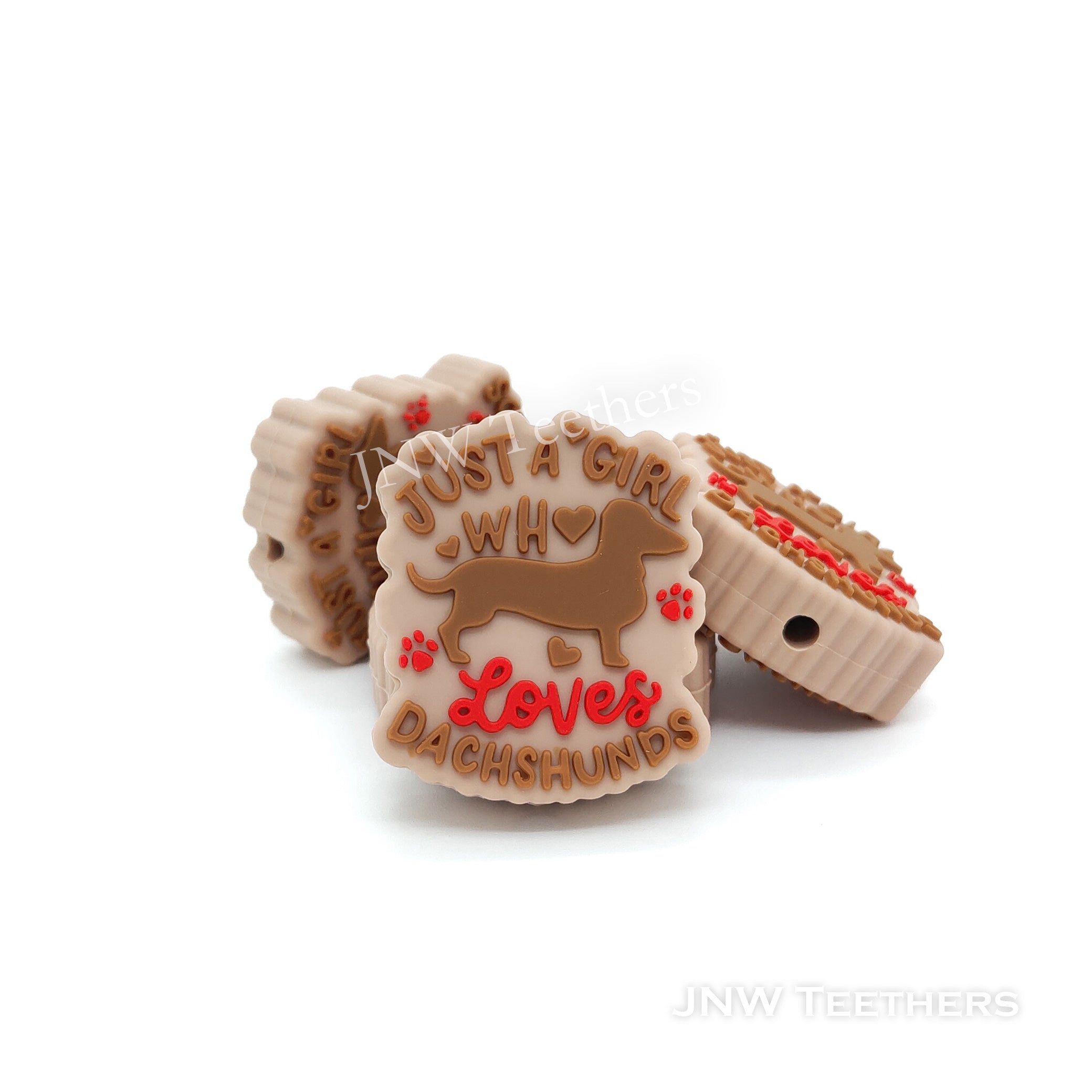 Dachshund silicone focal beads brown