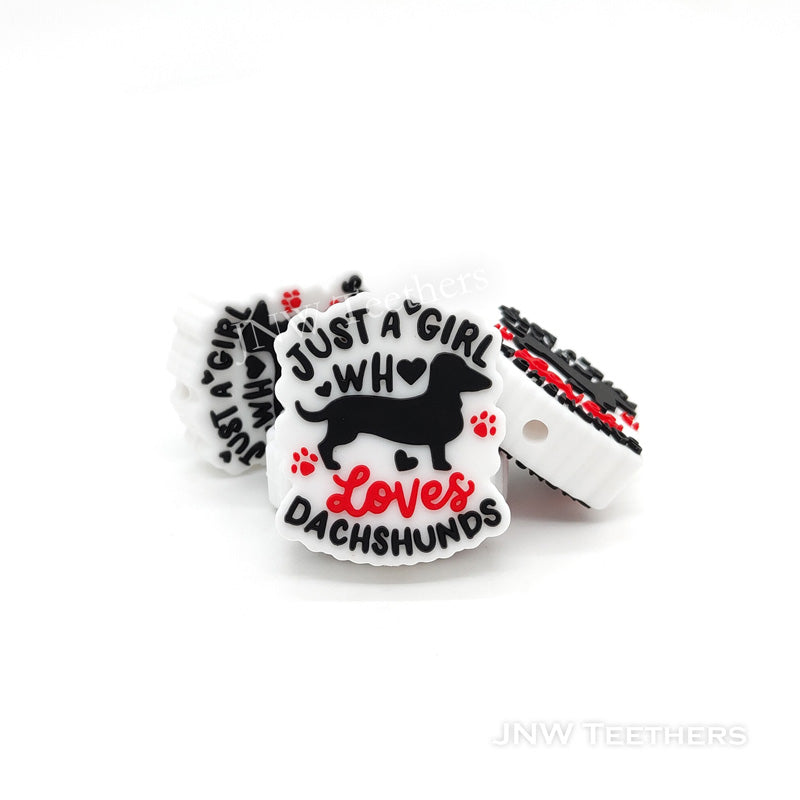 Black dachshund silicone focal beads