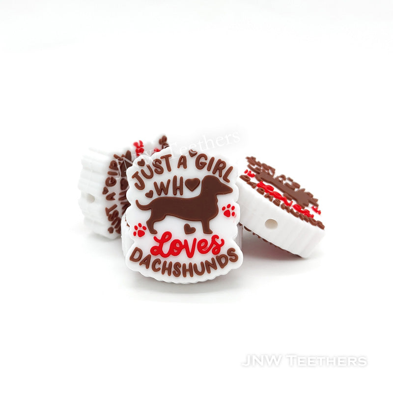 Dachshund silicone focal beads coffee