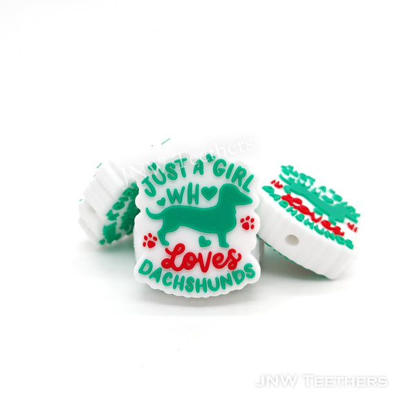 Turquoise dachshund silicone focal beads