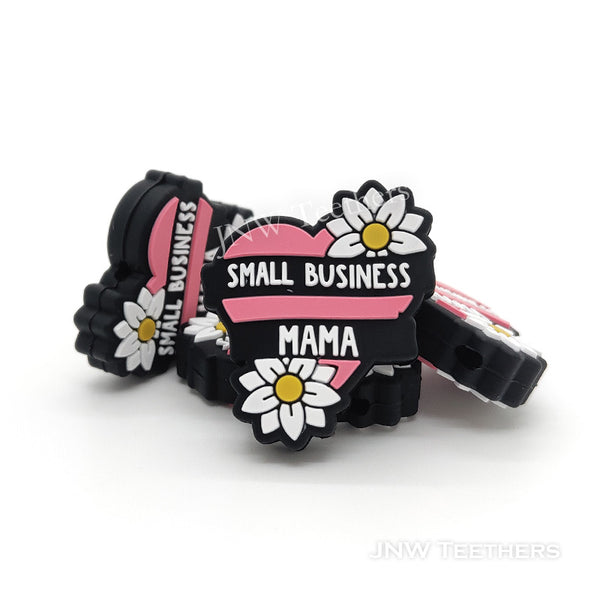 Daisy pink heart small business mama silicone focal beads