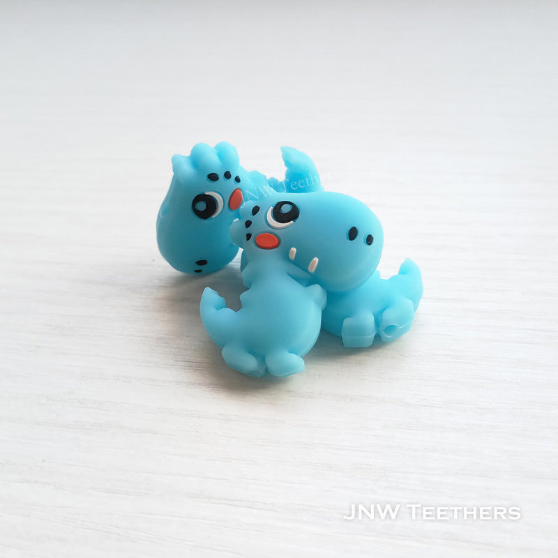 Dinosuar silicone focal beads blue