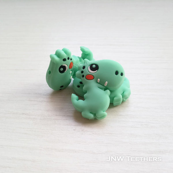 Dino silicone focal beads mint