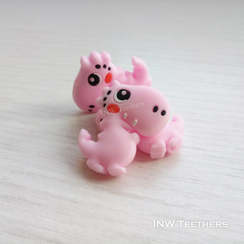 Dino silicone focal beads pink