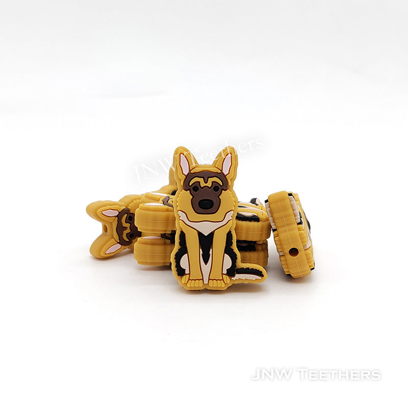 JNWTeethers Yellow Watch Dog Silicone Focal Beads