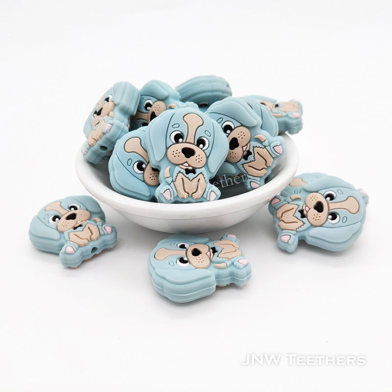 perles focales en silicone pour chien bleues
