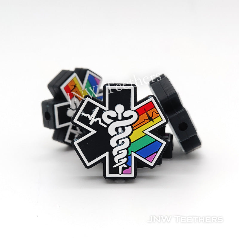 Rainbow Emergency Medical Services Silicone Focal Beads