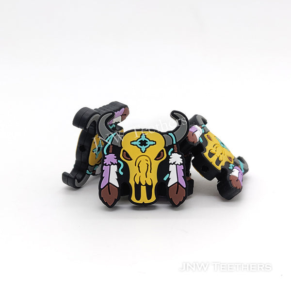 Feather Loghorn Skull Silicone Focal Beads