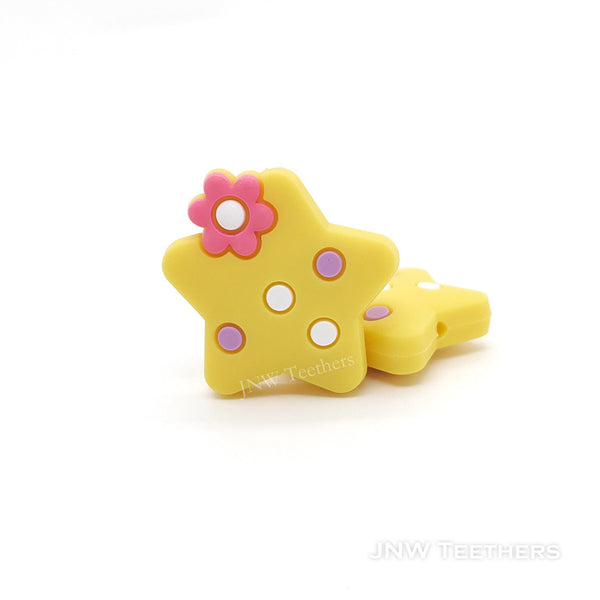 Star silicone focal beads yellow