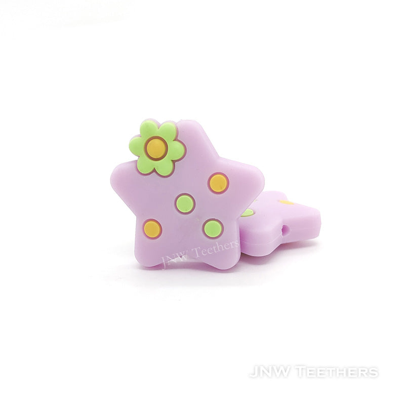 Star silicone focal beads lavender