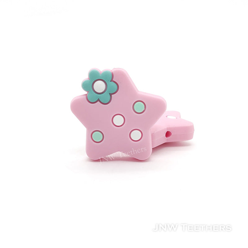 Star silicone focal beads pink