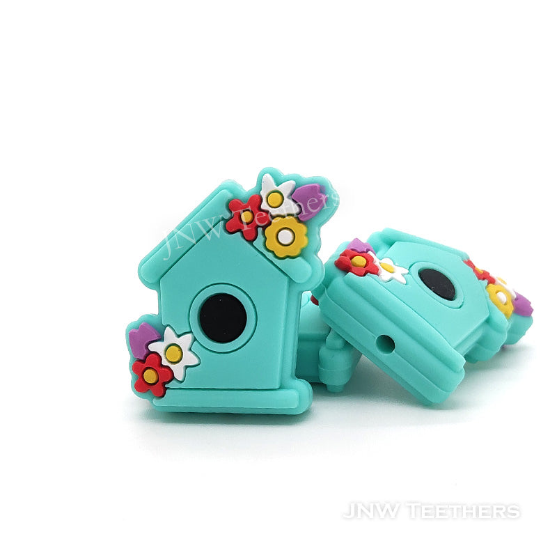 Silikon Motivperle Vogelhäuschen | Turquoise