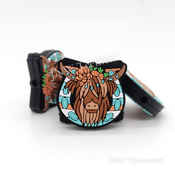 Iron Heel highland cow silicone focal beads