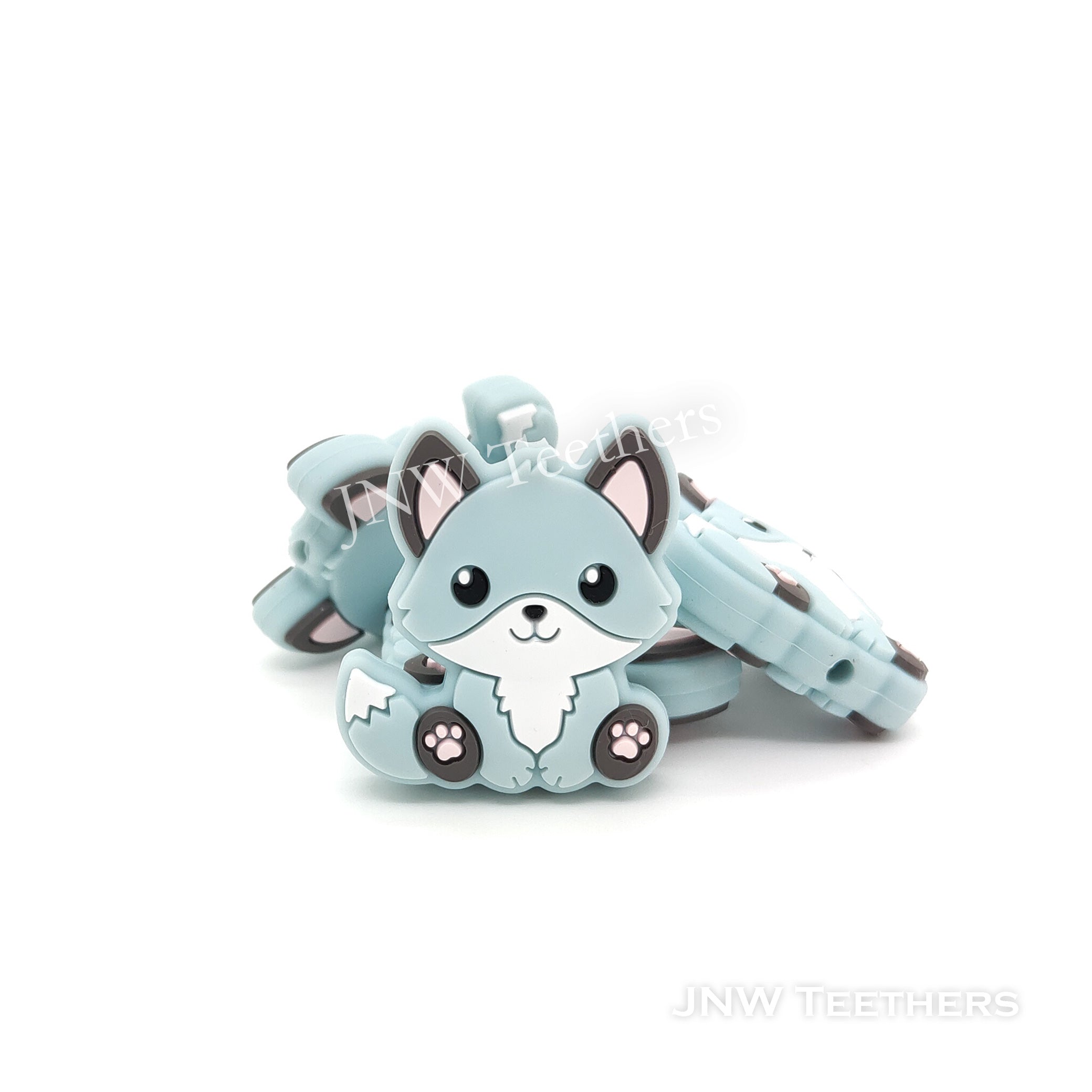 powder blue fox silicone focal beads