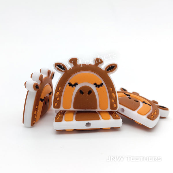 Rainbow giraffe silicone focal beads