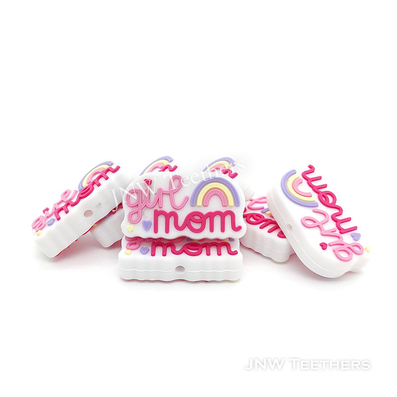 Rainbow girl mom silicone focal beads