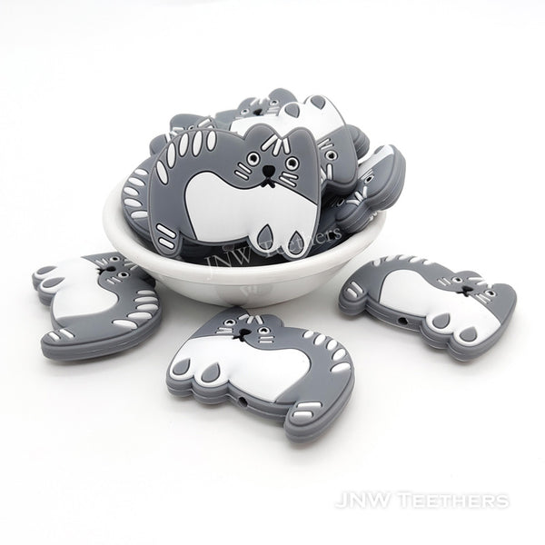 Perline focali in silicone gatto grigio