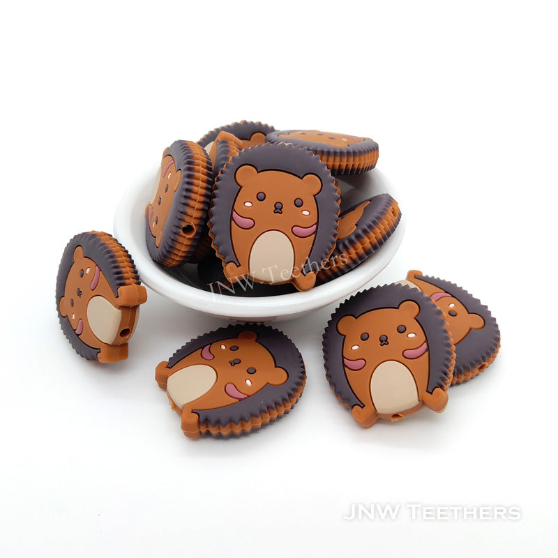Porcupine silicone focal beads brown