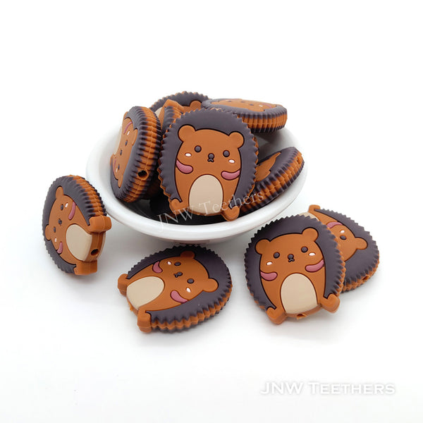 Porcupine silicone focal beads brown