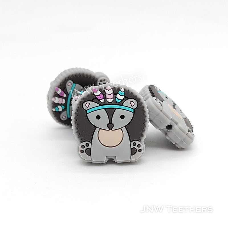 Silikon Motivperle Boho-Igel | Grau