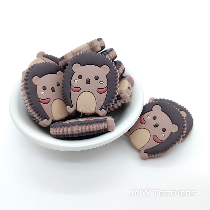 Hedgehog silicone focal beads gray