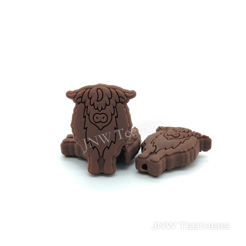 Cow bull silicone beads chocolate