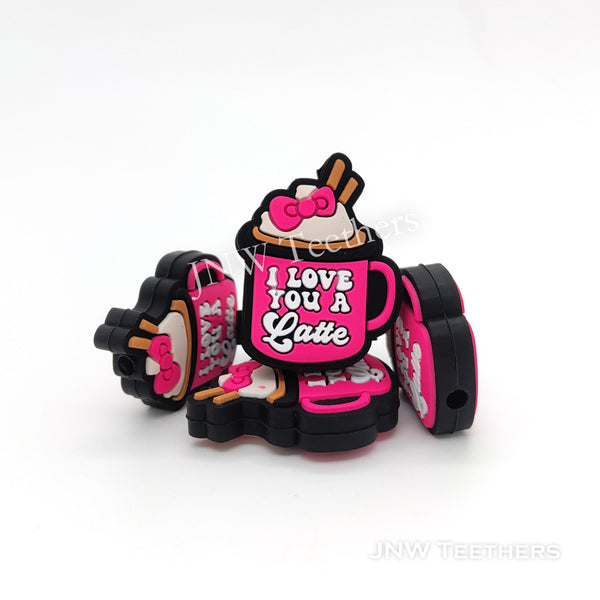 Fuchsia pink latte silicone focal beads