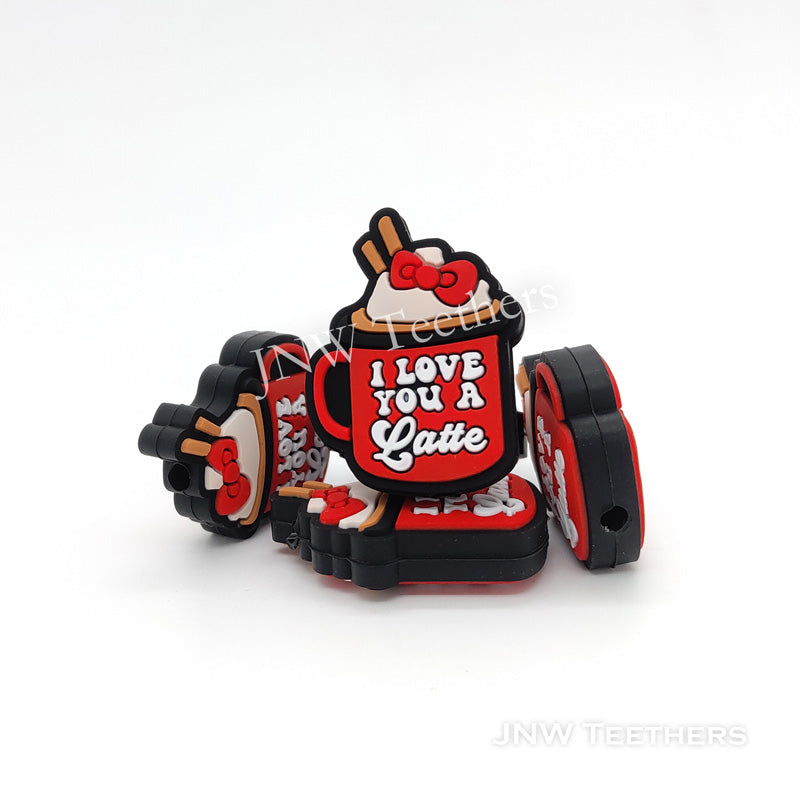 Red latte silicone focal beads