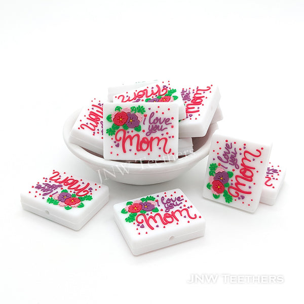 I love you mom silicone focal beads