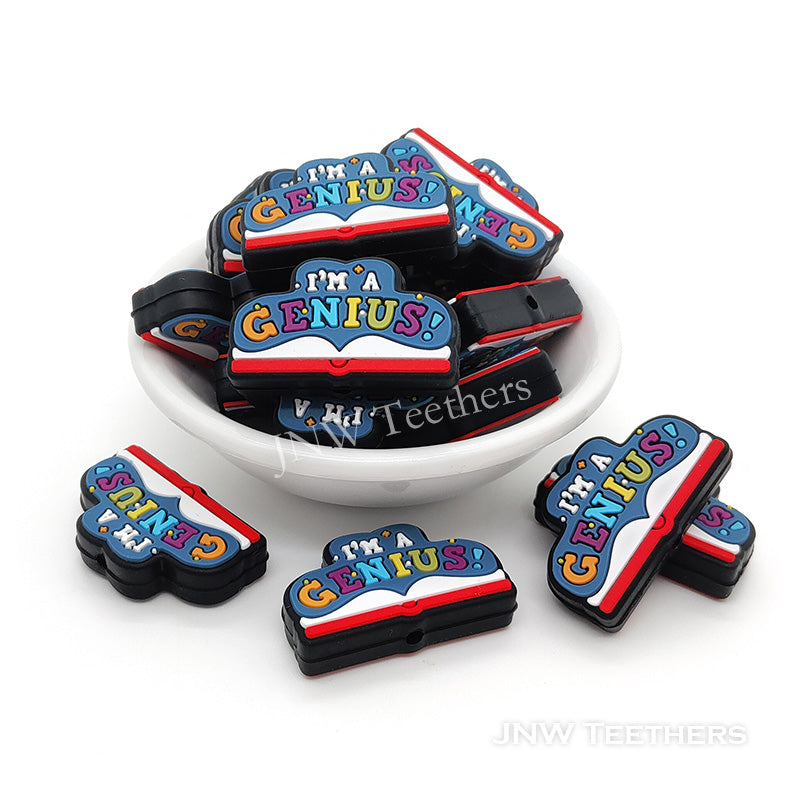 I'm a genius book silicone focal beads