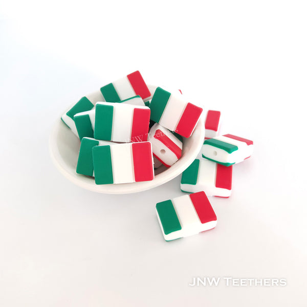 Italy flag silicone focal beads
