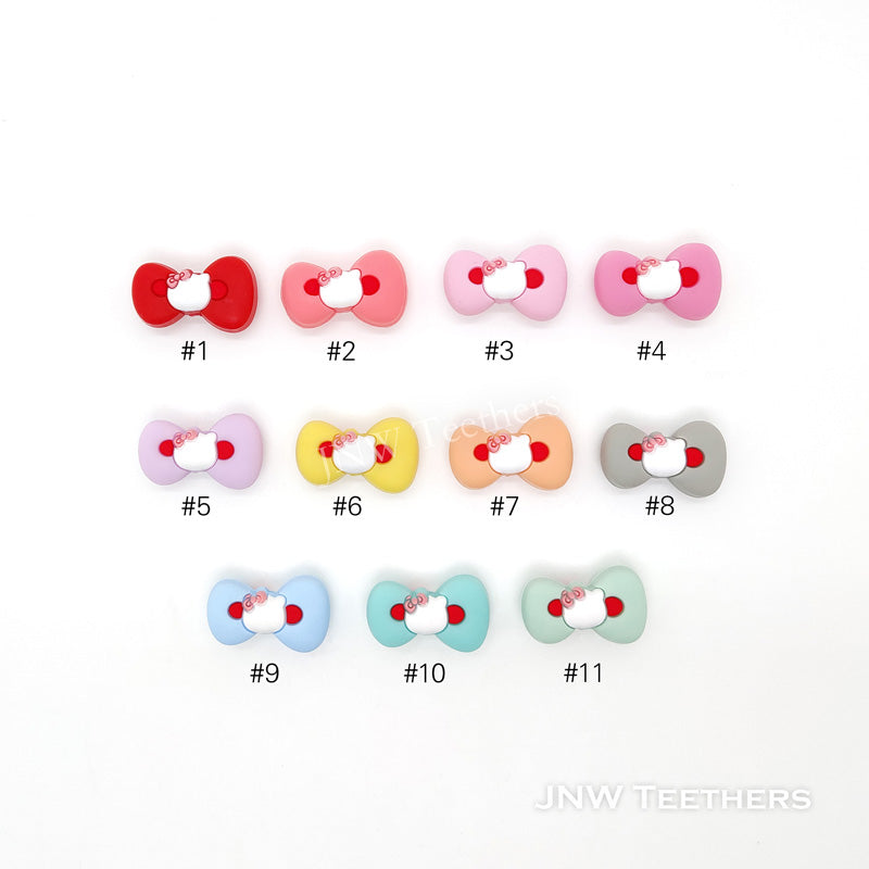 Kitty Bowknot Silicone Focal Beads