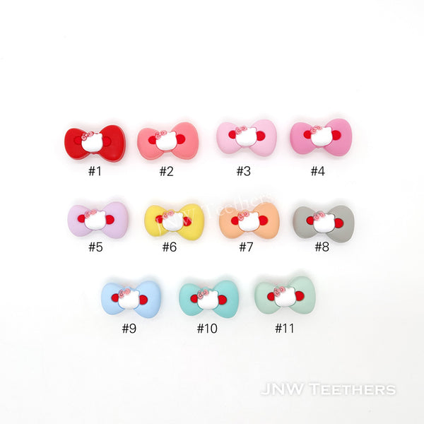 Kitty Bowknot Silicone Focal Beads