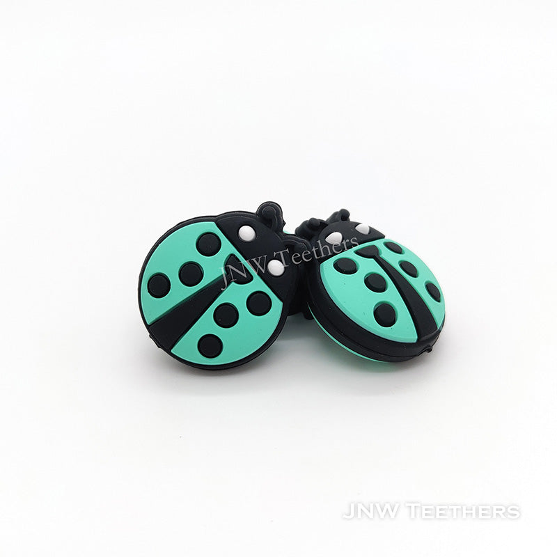 Turquoise Ladybug Silicone Focal Beads