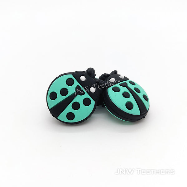 Turquoise Ladybug Silicone Focal Beads