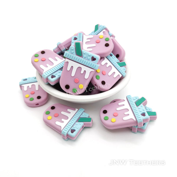 Milk tea silicone focal beads lilac