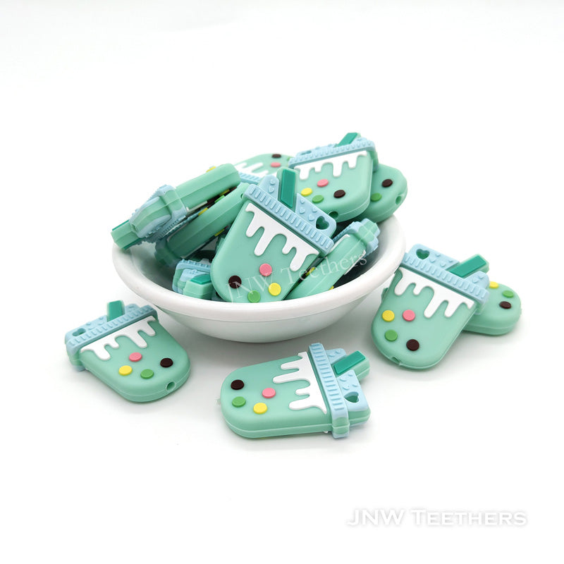 Milk tea silicone focal beads mint