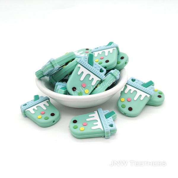 Milk tea silicone focal beads mint