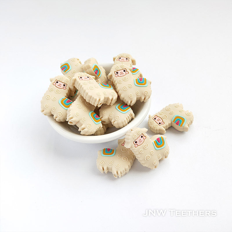 Beige Llama Silicone focal beads