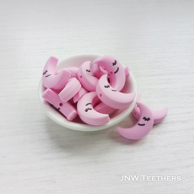 Moon silicone focal beads Pastel pink