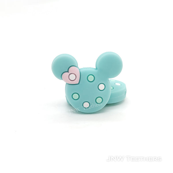 Mouse head silicone focal beads aqua
