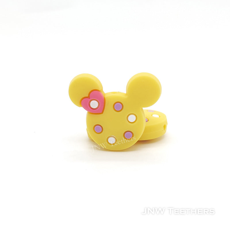 Mouse head silicone focal beads yellow