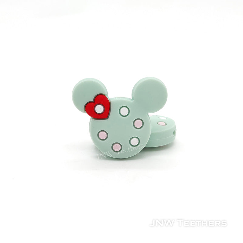 Mouse head silicone focal beads mint